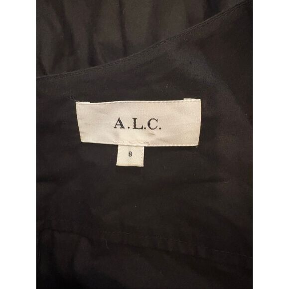 A.L.C. Alexandria Dress Black Midi Size 8 100% Cotton $450.00 Cut Out - Picture 7 of 8